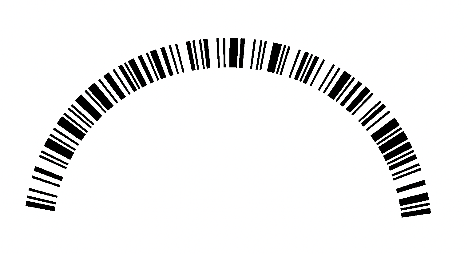 1D barcode bent into a half circle