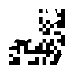 Micro QR code missing its finder pattern with damaged corners and data