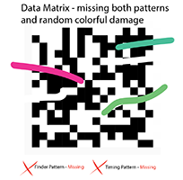 VIN Data Matrix with random damage in the data area