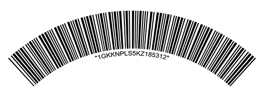 Distorted Code 39 VIN barcode