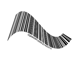 Code 128 VIN barcode bent like a flag