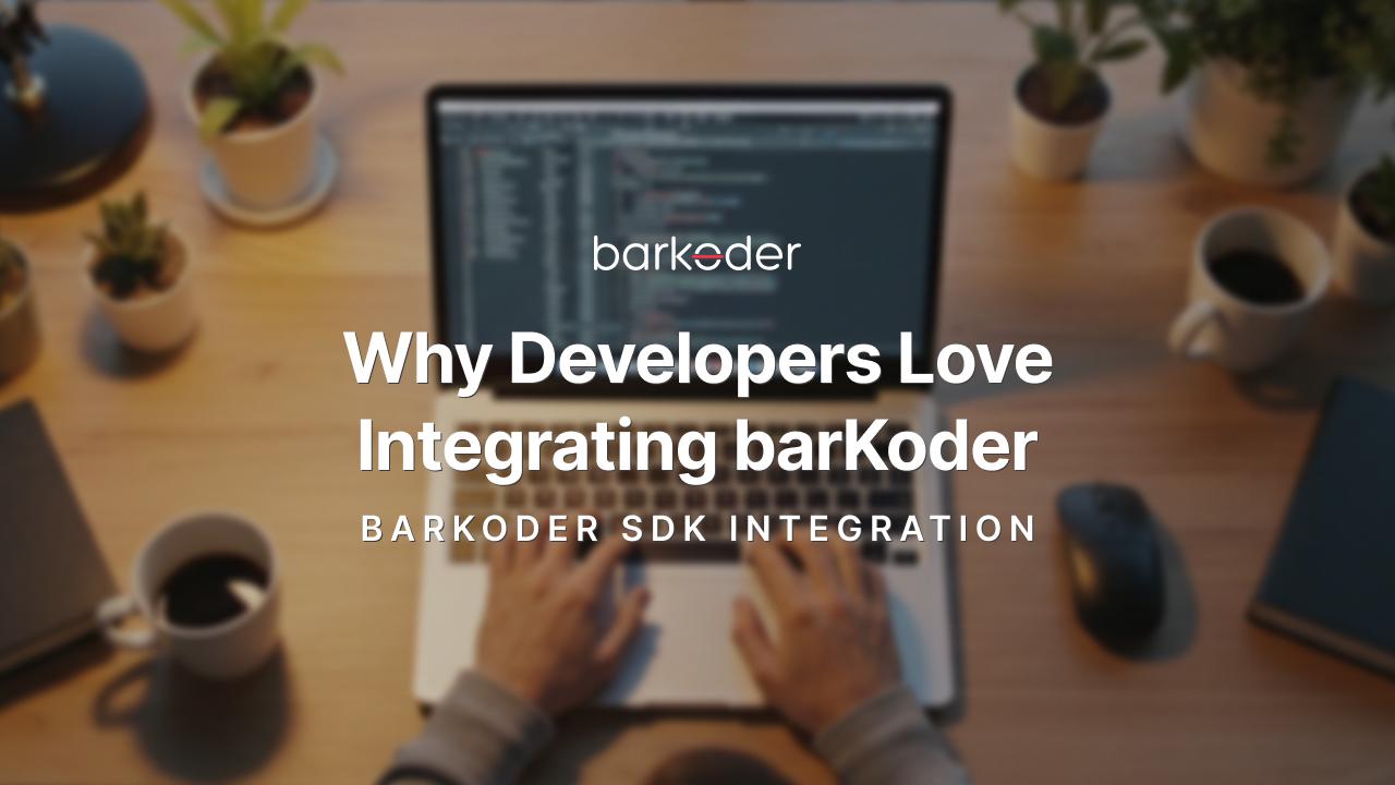 Developer typing code on a laptop, cover for Why Developers Love Integrating barKoder