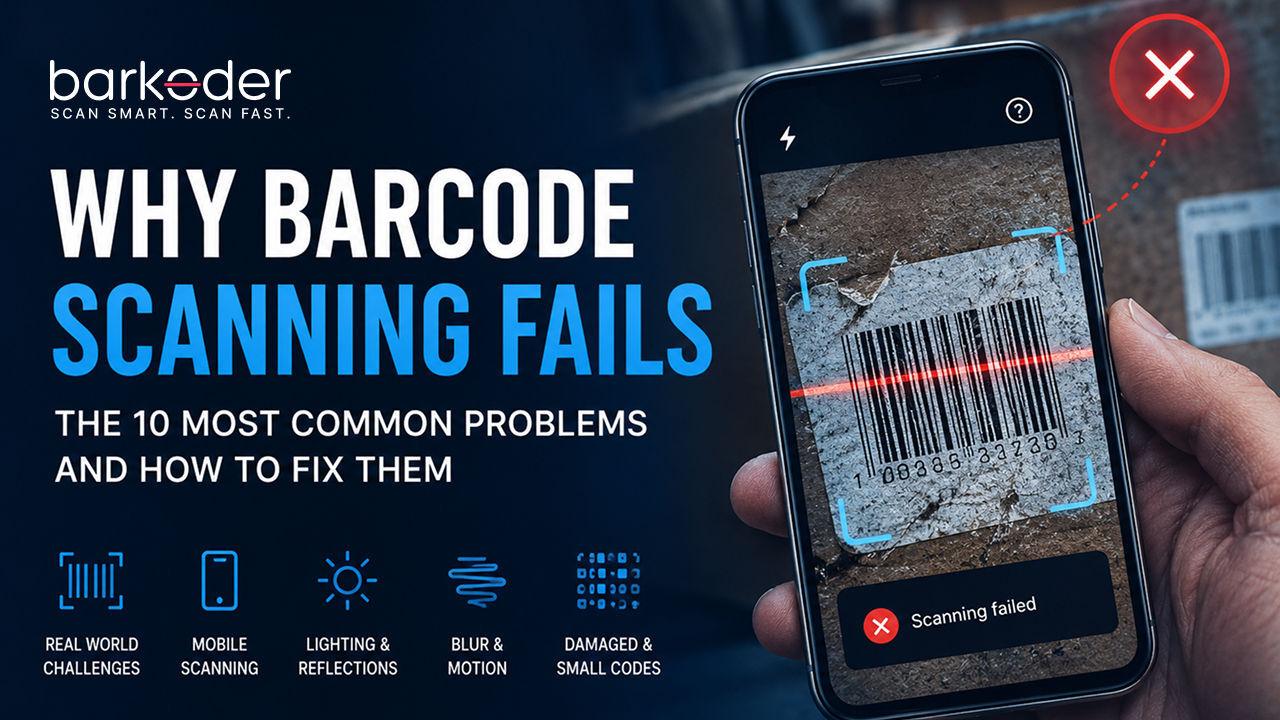 Phone failing to scan a damaged barcode label, common barcode scanning problems