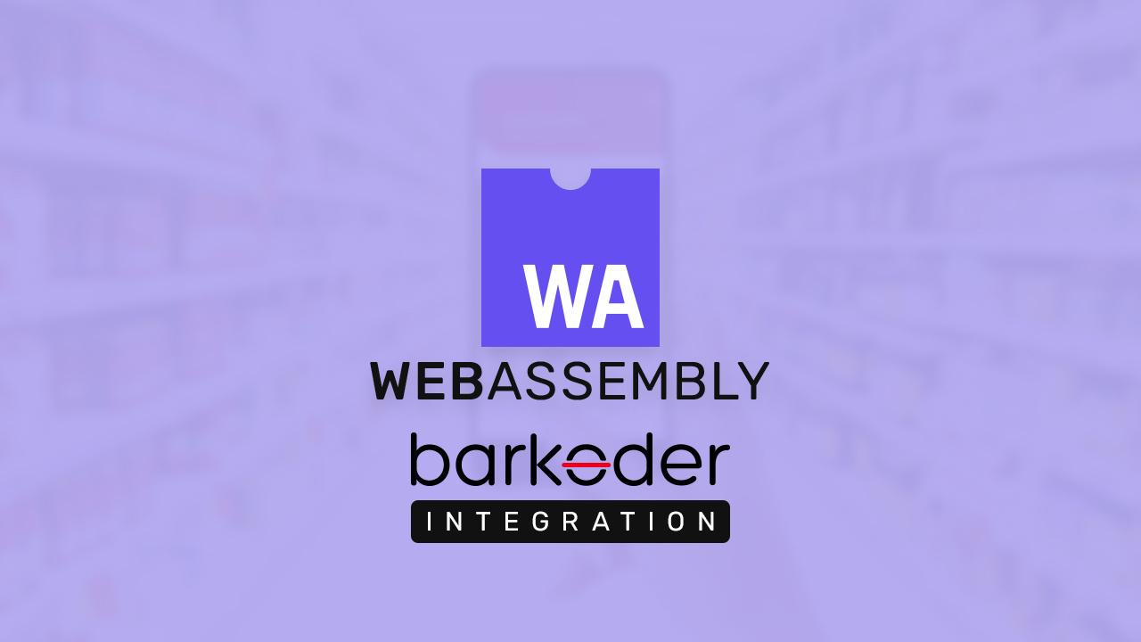 WebAssembly logo with barKoder integration for web apps
