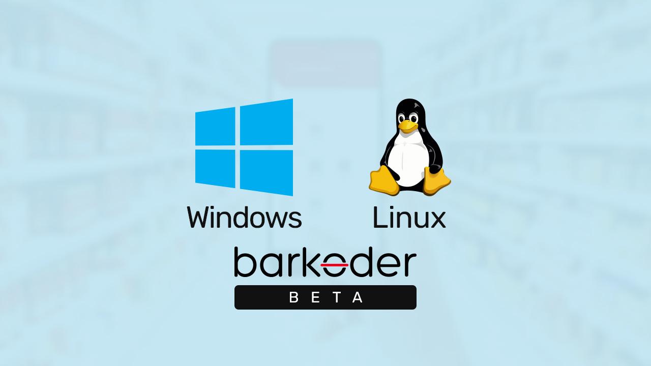 Windows and Linux logos with barKoder beta