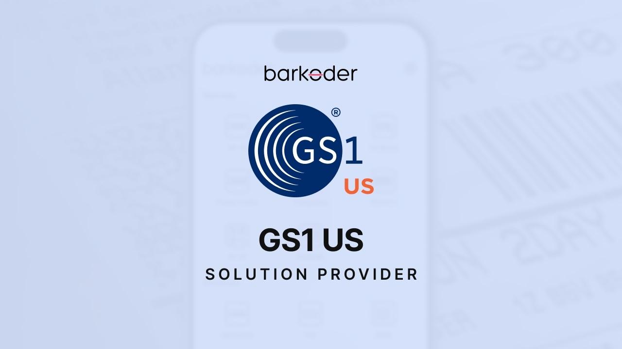 GS1 US logo with barKoder, official GS1 US Solution Provider