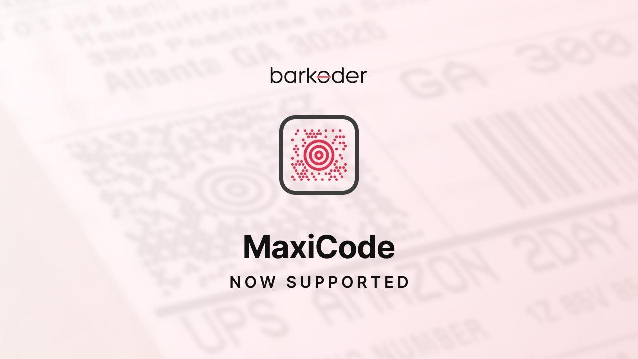 MaxiCode icon over a UPS shipping label, MaxiCode now supported