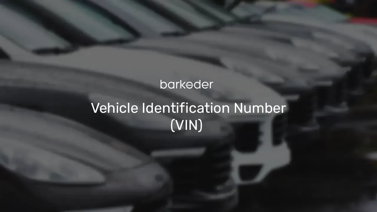 Row of parked cars, Vehicle Identification Number (VIN) barcode scanning