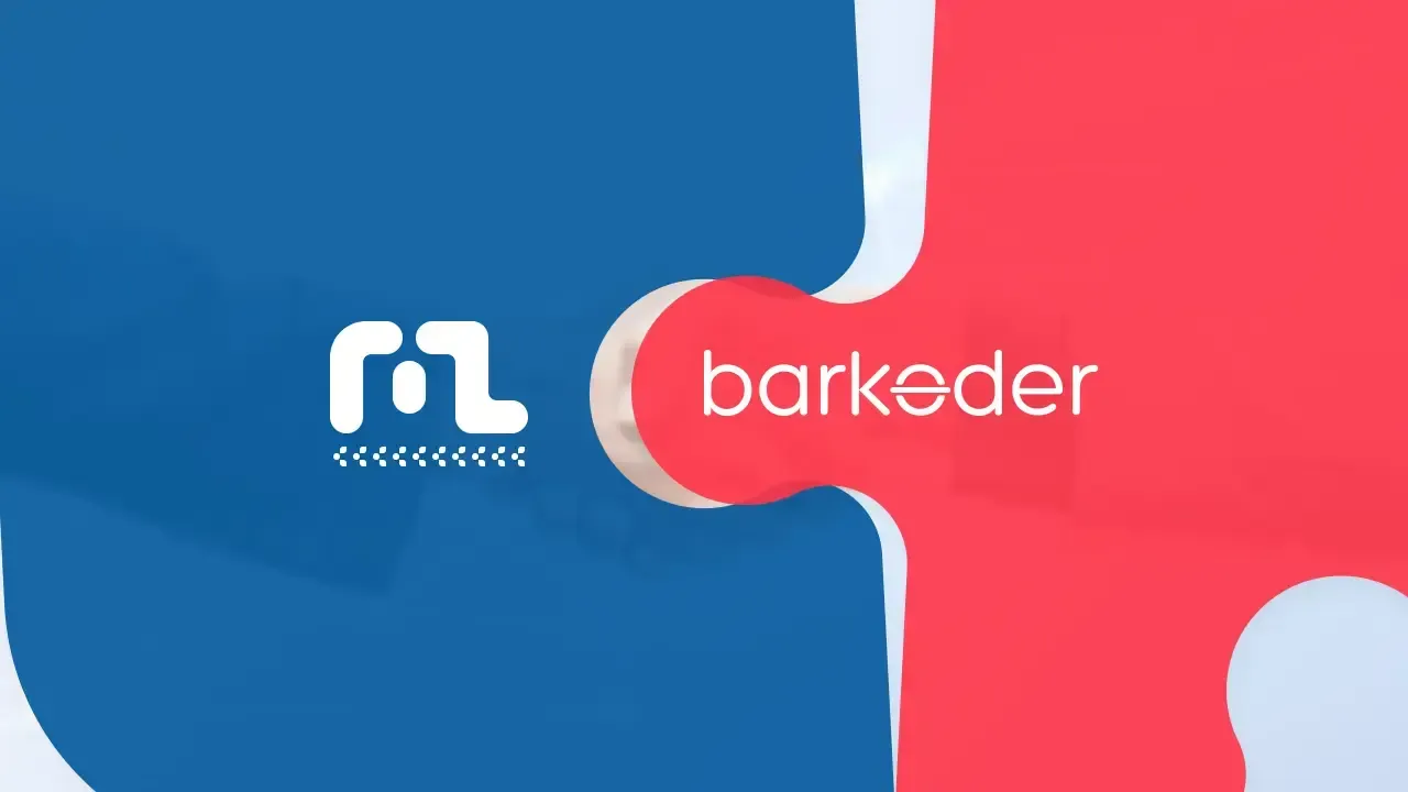 Partner logo and barKoder logo joined as puzzle pieces, announcing a partnership