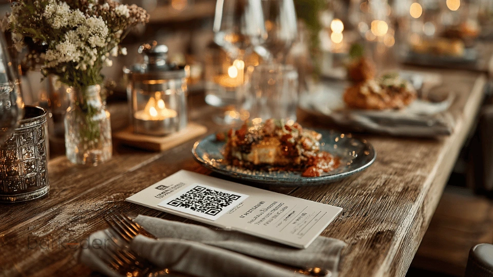 QR menu placed on a decorated restaurant table symbolizing digital hospitality.